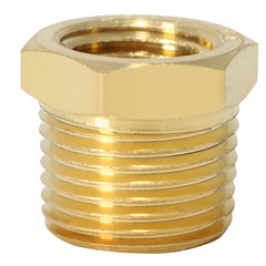 1) 3/8″ MALE X FEMALE 1/4″ NPT PIPE THREAD HEX REDUCER BUSHING – LEAD FREE BRASS