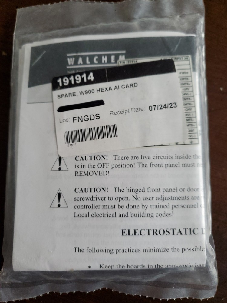 Walchem 191914 Hexa AI Analog Input (6) Input Card Water Treatment Controller
