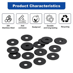 100Pcs 1/4″ X 1″ Flat Washers, 304 Stainless Steel Fender Washers, Black Finish,