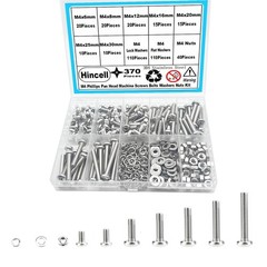 M4 Phillips Pan Head Machine Screws, 370pcs Stainless Steel Kit (M4 x 6mm, 8m…