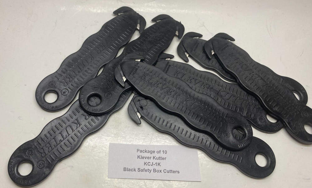(Qty 10) Klever Kutter KCJ-1K Black Safety Box Cutters – Prepaid Shipping