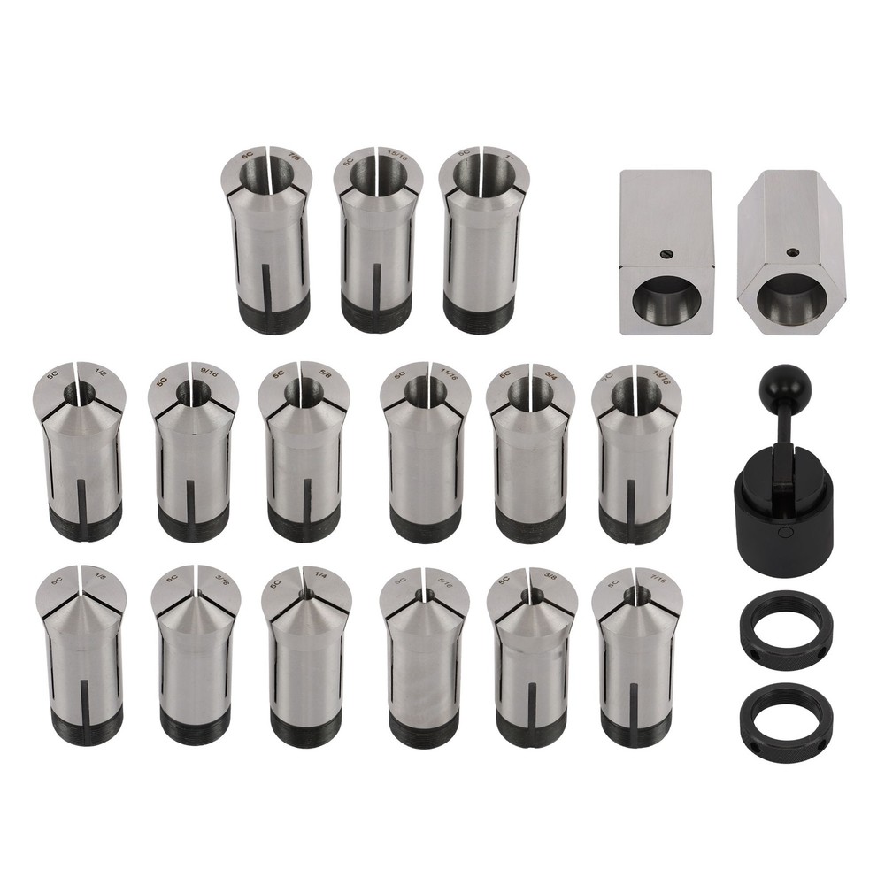 15 Piece 5C Fractional 1/8 – 1″ Precision Collet Set & 5 Pcs Collet Block Set