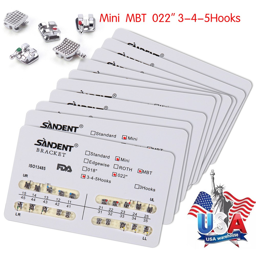 10 Packs Dental Orthodontic Braces Brackets Mini Roth MBT .022 Hooks 345/3