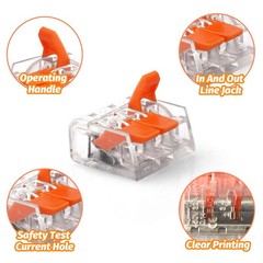90Pcs For Wago 221 Lever Nuts Compact Splicing Wire Connectors – 2/3/5 Terminal