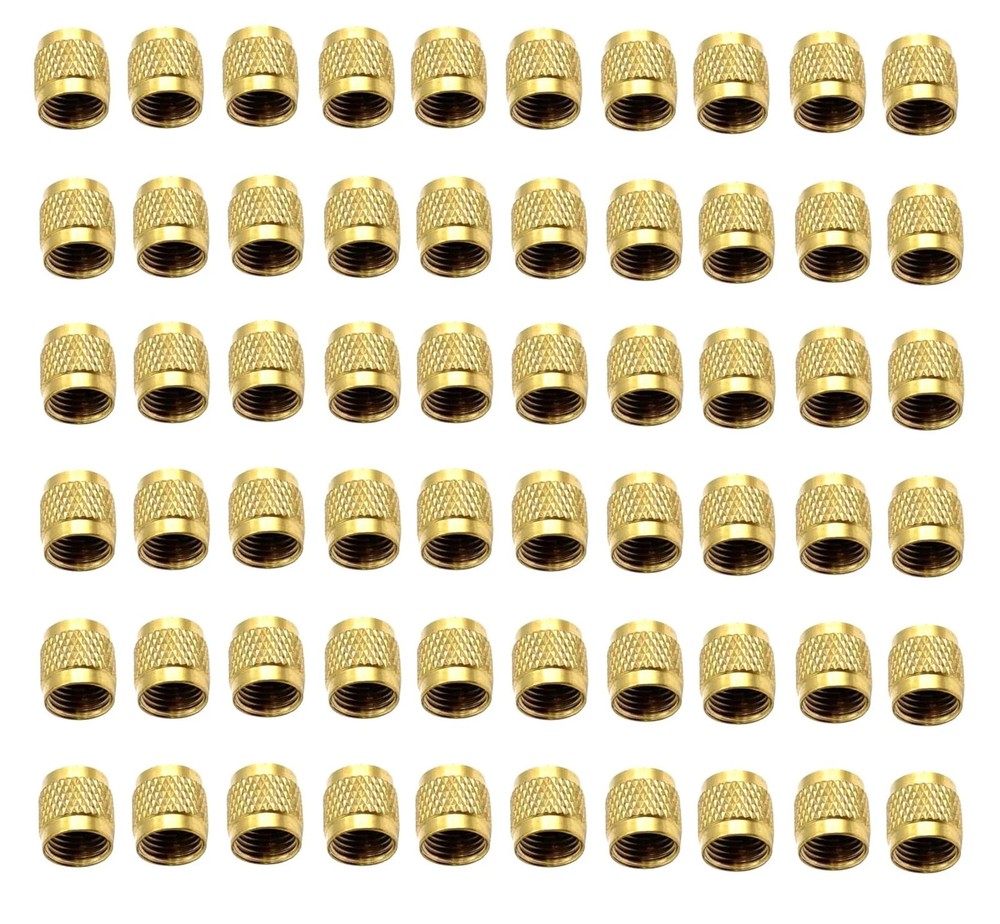 60 Pcs Schrader Valve Caps, Brass 1/4″ Flare Caps Round HVAC Valve Caps with …