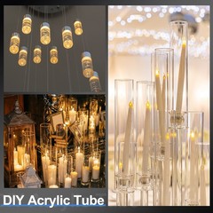 Clear Rigid Acrylic Pipe 47mm ID x 50mm OD 10″ Round Plastic Tube with Cap