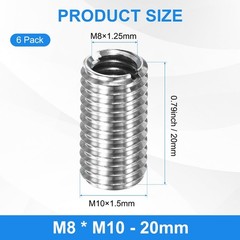 M METERXITY 6-Pack Thread Adapters Sleeve Reducing Nut, M10x1.5 M8xM10x20mm