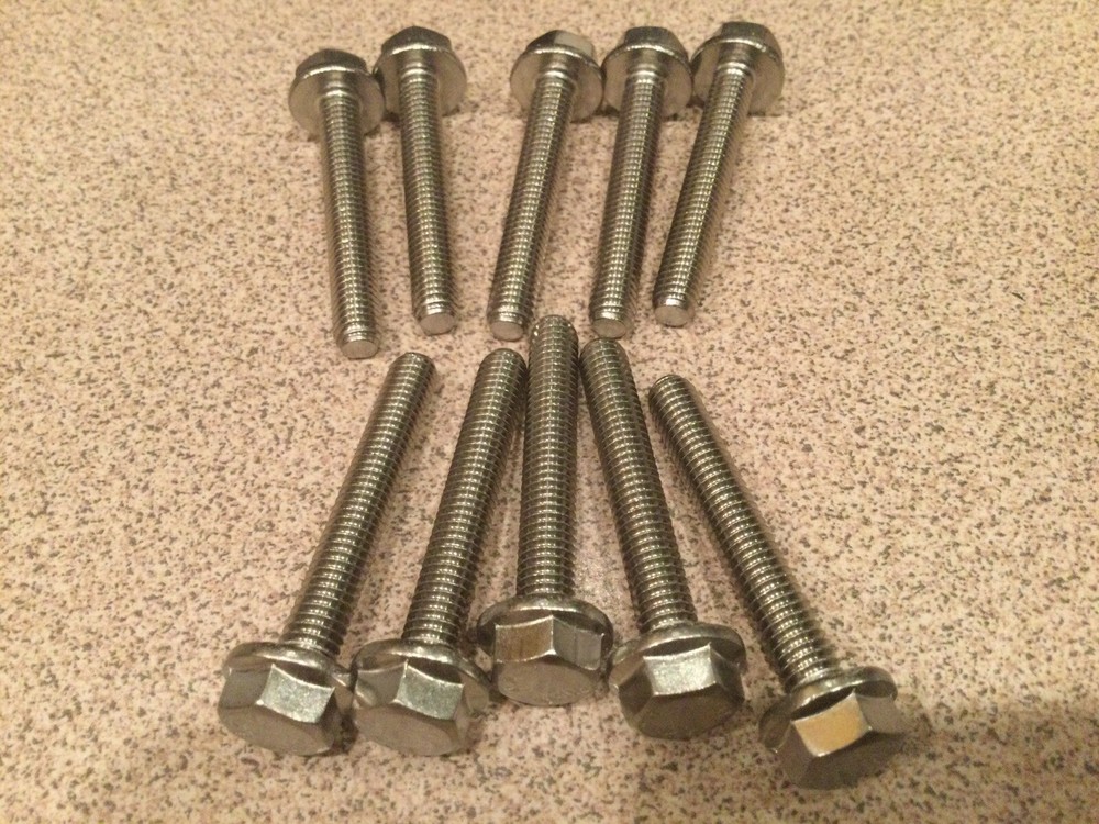 (10) M6 X 1.00 X 35 Stainless Steel DIN 6921 A2 Hex Flange Bolts M6x35mm Flange