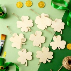 120 Pcs Wooden St. Patrick’s Crafts Shamrock Ornament to Paint DIY Unfinished