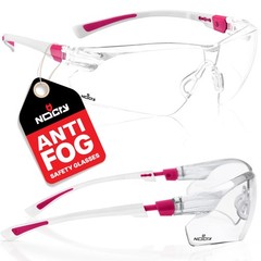 NoCry Clear Safety Glasses for Women with Adjustable One Size, White & Pink