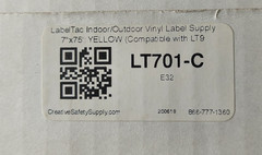 LabelTac LT701-C Indoor/Outdoor Vinyl Yellow 7″ x 75′ comp with LT9