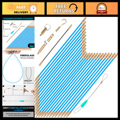 32.2FT Fiberglass Glow Rods for Wire Pulling – Electrical Cable Fishing Kit with