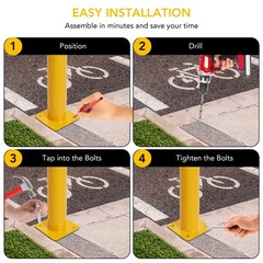 6 Packs in Height Bollard Post, 4.5 in Diameter, Yellow Safety Steel Bollard 42