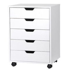 5 Drawer Dresser Rolling Clothing Storage Chest Beside Wall Mobile Store Clothes