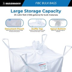 Sandbaggy NEW 35″ x 35″ x 30″ – FIBC Bulk Bags Super Sacks – 3000 lb Capacity