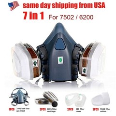 7 IN 1 Half Face Mask for 6200 / 7502 Gas Painting Spray Protection Respirator
