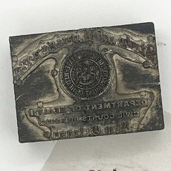 Letter Press print Block Louisiana Health Dep Nola VTG Seal 2 X 1 1/2inch