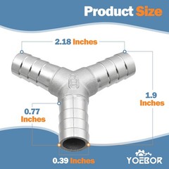 Metalwork 304 Stainless Steel Hose Barb Fitting Y Tee 3/8″ Barbed x 3/8″ Barb…