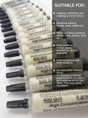 Diamond Paste Kit of 15 Syringes 200,000 to 400 Grit High (50%) Concentration