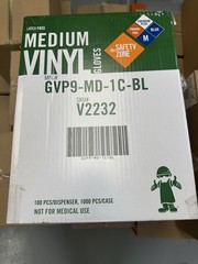 CASE OF 1000 The Safety Zone Medium Vinyl Gloves Blue GVP9-MD-1C-BL Premium Plus