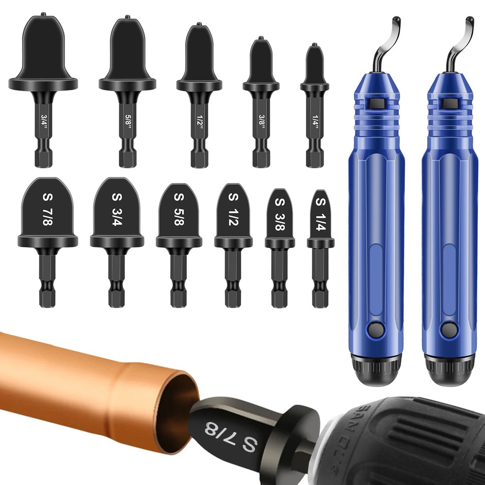13x Copper Tube Expander & Deburring Scraper Tool HVAC Pipe Flaring Swage Drill