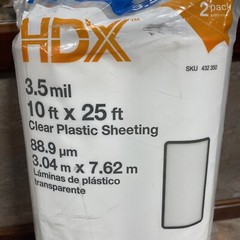 HDX Clear Plastic Sheeting Twin Pack 3.5 mil 10”x 25” Times 2 = 500 Square Feet