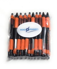 20 Misprint Click Pens MAXGLIDE Hub Pen Lot ORANGE Thick Rubber Grip BLUE INK