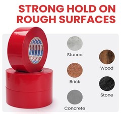 Stucco Tape 2 Inch x 60 Yards 3 Rolls UV Resistant Outdoor Masking Tape Red