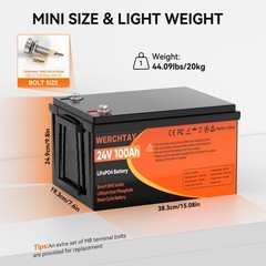 24V 100Ah LiFePO4 Lithium Battery BMS Deep Cycle RV Trolling Motor Marine Boat