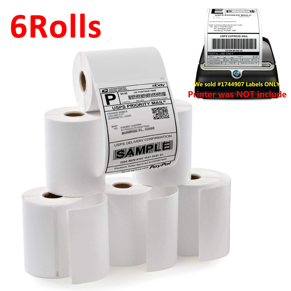 6 Rolls 4″x6″ Direct Thermal Shipping Labels 220/Roll For DYMO 4XL 1744907