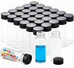 100pcs 30ml Glass Vials w/ Caps Clear Sample Vials Lab vials Liquid Small Vials