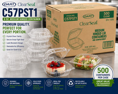 Dart C57PST1 ClearSeal 6″ Square Plastic Hinged Container 500/Case OPS