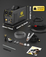 HZXVOGEN MIG Welder for Alu/Iron/Steel, 205A 5in1 110V 220V MIG Welding Machine