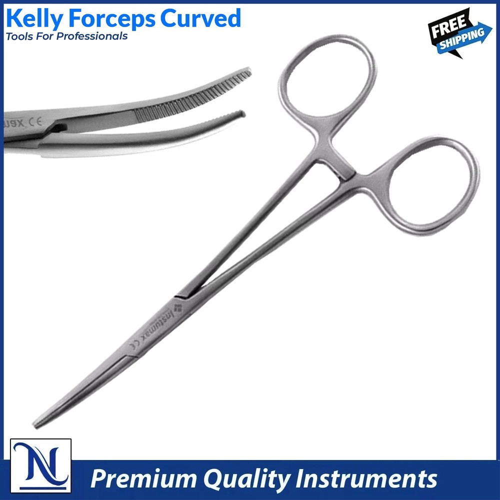 INSTUMAX Kelly Hemostatic Forceps 14cm Curved – Surgical Artery Locking Clamp