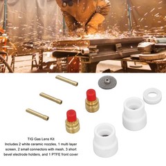 12 Pcs Set TIG Gas Lens Kit Ceramic Nozzle Short Bevel Electrode Holder Mesh