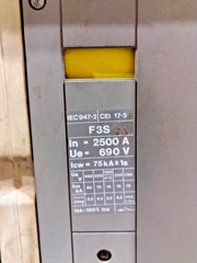ABB SACE F3 F3S CIRCUIT BREAKER 2500A PROTECTION UNIT SACE PR1/P ICW 75KAX1S