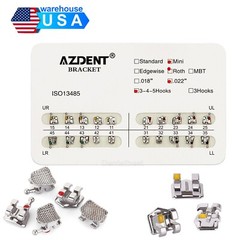20pcs AZDENT Dental Orthodontic Brackets Brace Mini Mini Roth 022 Hook 3-4-5