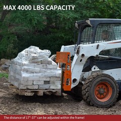 45″ Skid Steer Pallet Fork Frame, 4000 lb Capacity 3 Hay Spear Sleeves