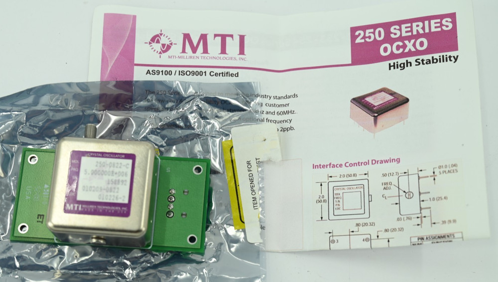 MTI Crystal Oscillator 250-0822-C 010209-0822 Frequency 5.000000E+006