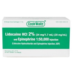 Cook-Waite Green/Red 50 cartridges w/Epinephrine 1:100,000 HCl 2% Injectable