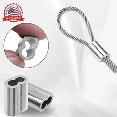 200pcs 1/16″ Aluminum Crimping Loop Sleeve, Cable Ferrule Wire Rope Sleeves Loop