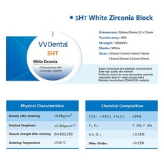 SHT Multilayer White Zirconia Blocks Preshaded Discs Translucence 46%
