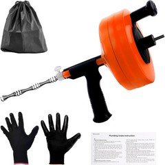Drain Auger 50FT, Drain Snake with Drill Adapter, Plumbing Snake Clog Remover