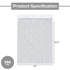 250 Pcs Bubble Out Self Seal Clear Bags 10″ x 15.5″ Shipping Protective Pouches