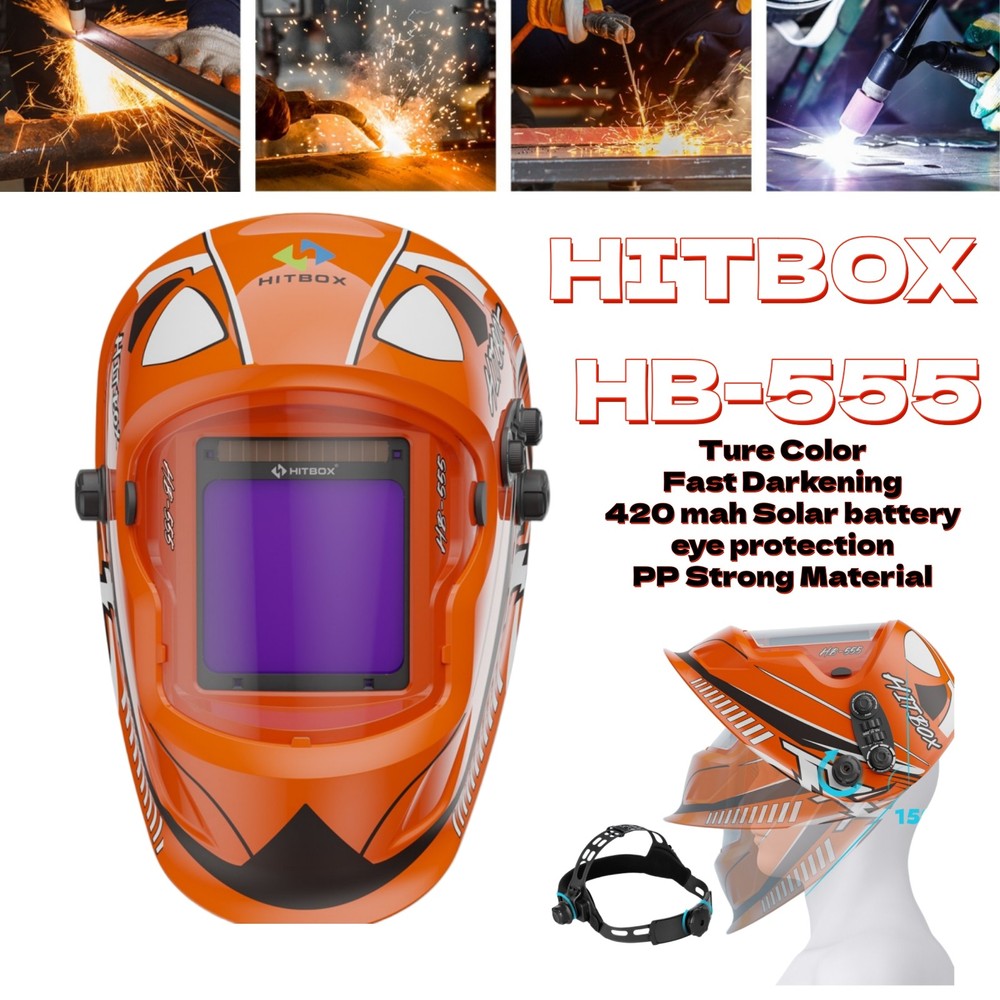 HITBOX True Color Auto-Darkening Welding Helmet Large View Welder Hood Mask NEW