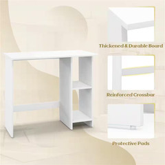 31.5 In. Rectangular White Wood Desk with Adjustable Shelf