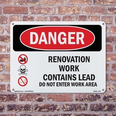 Renovation Work Contains Lead Do Not Enter OSHA Danger Sign, Decal 5 or 10 Pack
