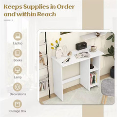 31.5 In. Rectangular White Wood Desk with Adjustable Shelf