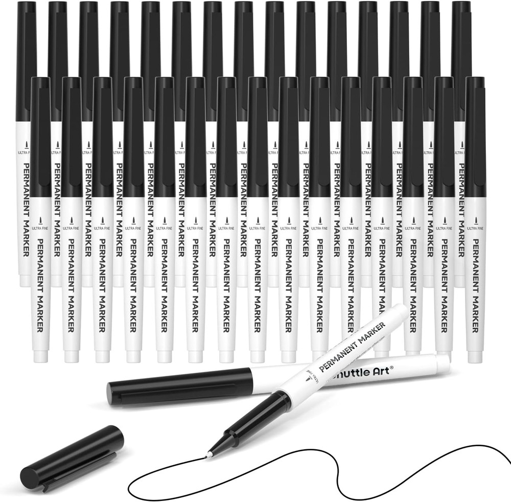 Permanent Marker, 30 Pack Ultra Fine Point Black Permanent Marker