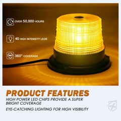 Xprite 40 LED Beacon Strobe light Flashing Emergency Light Amber roof top lamps